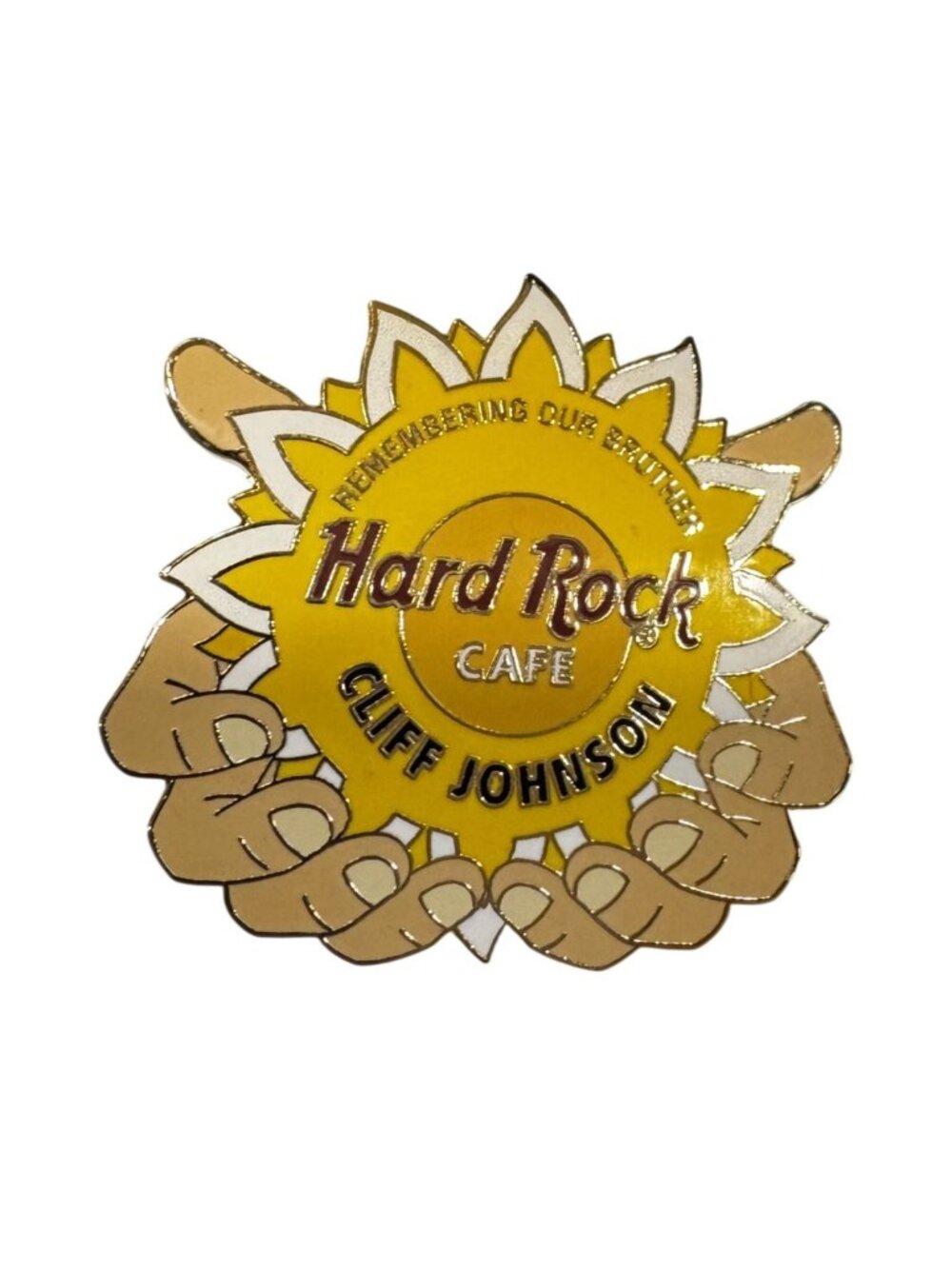 Hard Rock Cafe Remembering Our Brother Cliff Johnson Pin Gold Yellow Collectible
